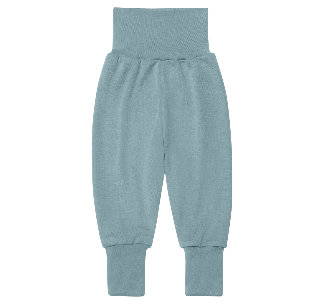 Engel Natur merino wool and silk baby pants for babies in mountain blue