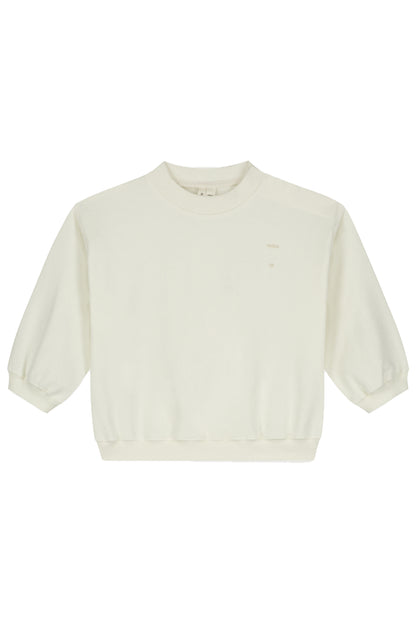 Gray Label organic cotton fleece baby sweater in cream -front 