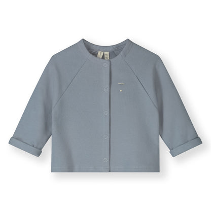 Gray Label organic cotton fleece raglan cardigan in stone grey -front 