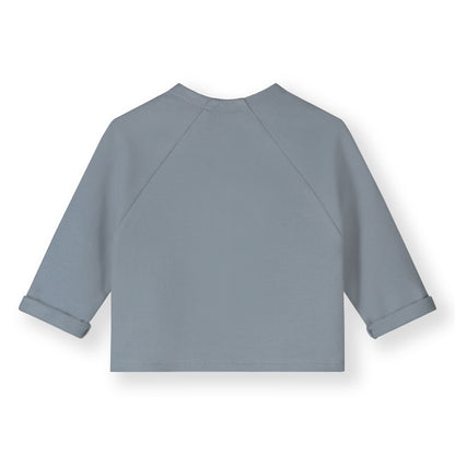 Gray Label organic cotton fleece raglan cardigan in stone grey - back 