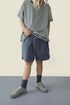 Child wearing Gray Label organic cotton jersey in blue grey