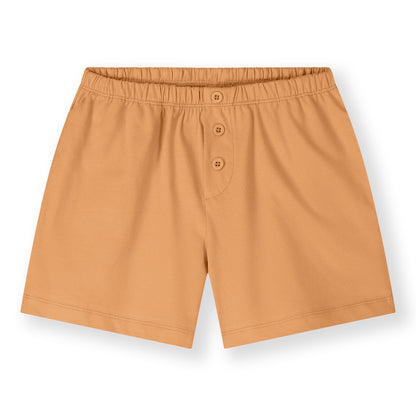 Gray Label organic cotton jersey shorts in Melon — front view