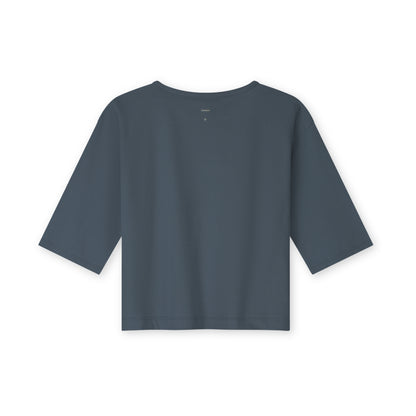Gray Label organic cotton oversized tee in Blue Grey —  back view