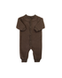 Joha Wool Fleece Suit with Buttons in Dark Brown 