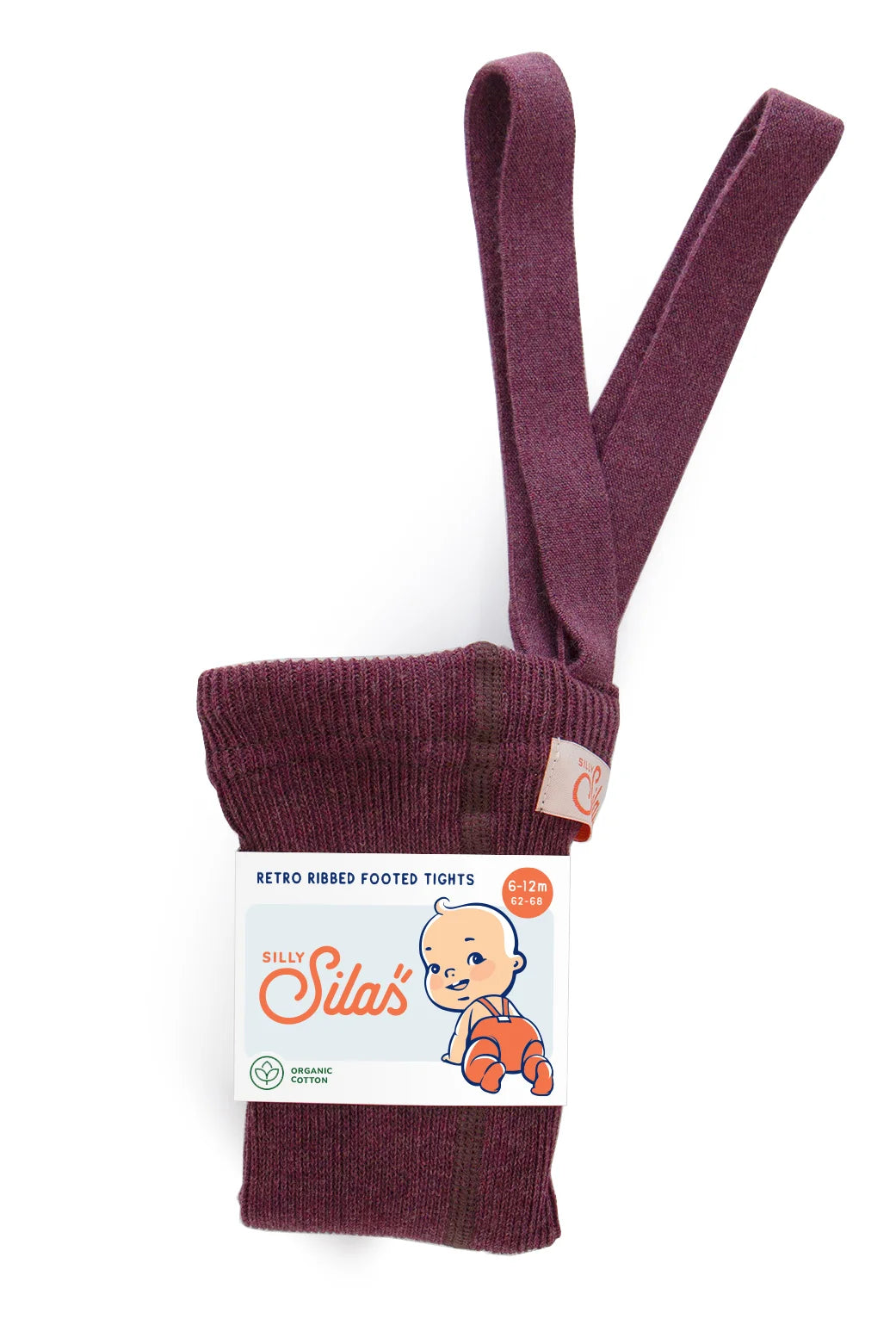 Silly Silas footless tights with braces in Fig Blend made from GOTS-certified organic cotton